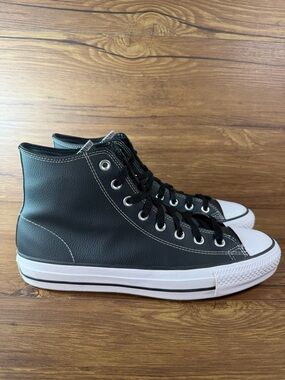 Converse High Top Black Leather Sneakers Men’s Size 10